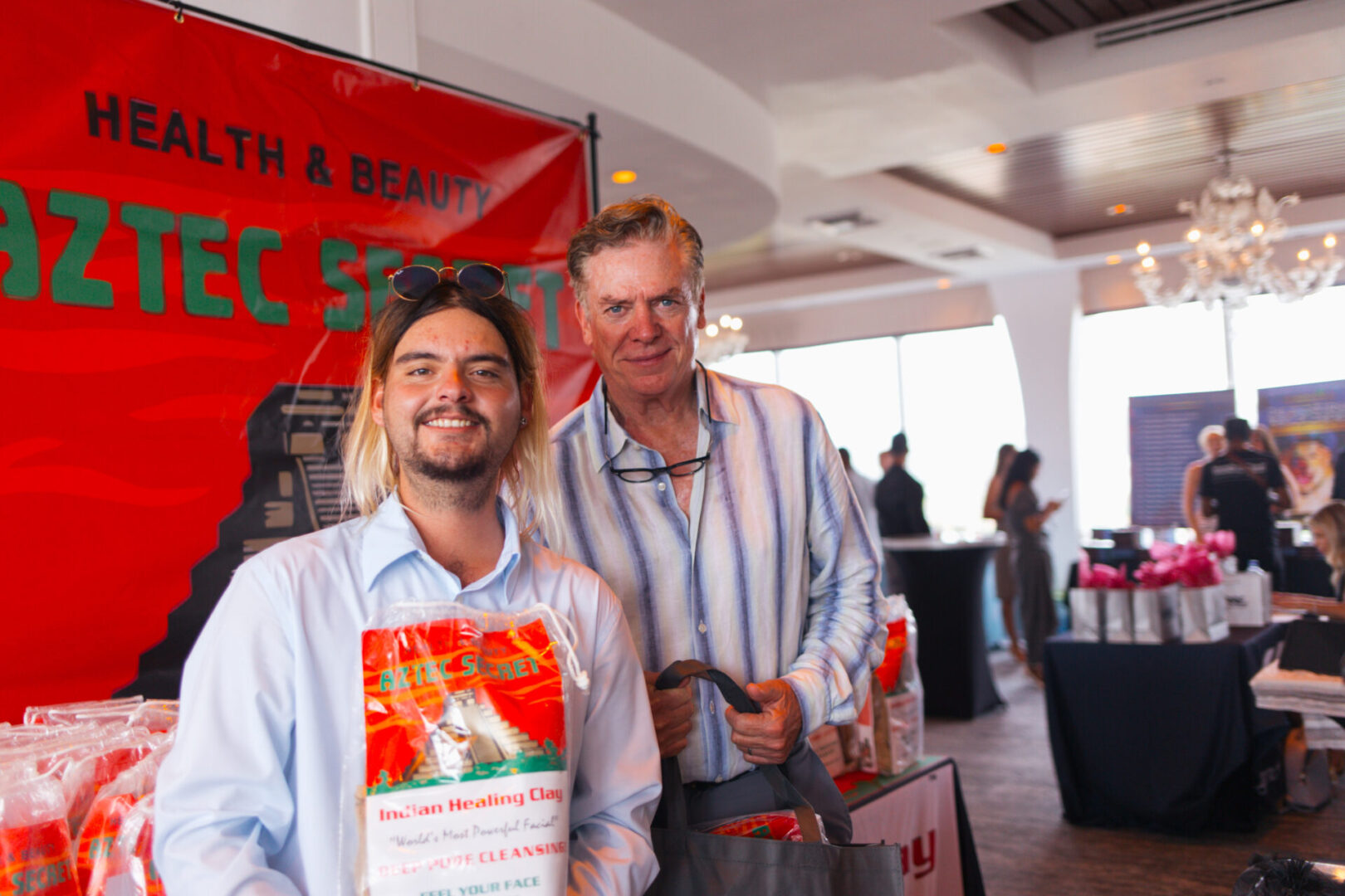 Two men posing for a picture with the clay kit | Aztec Secret Health & Beauty LTD